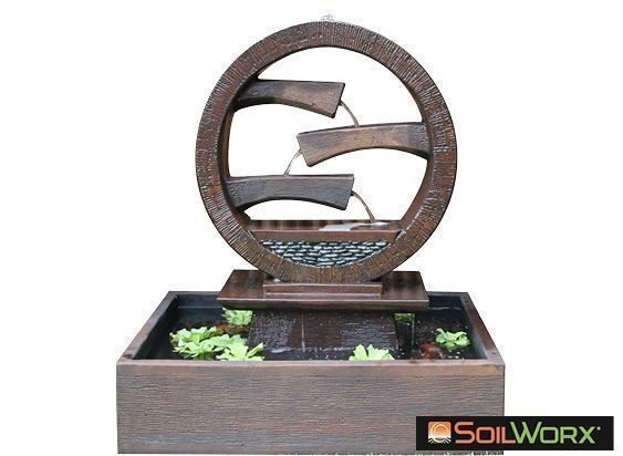 Wagon Wheel Solar Fountain - Medium Charcoal
